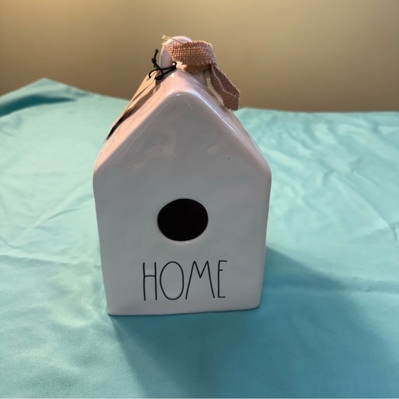 NEW in box Rae Dunn HOME White Ceramic Birdhouse with Ribbon patio lawn garden - Picture 2 of 10